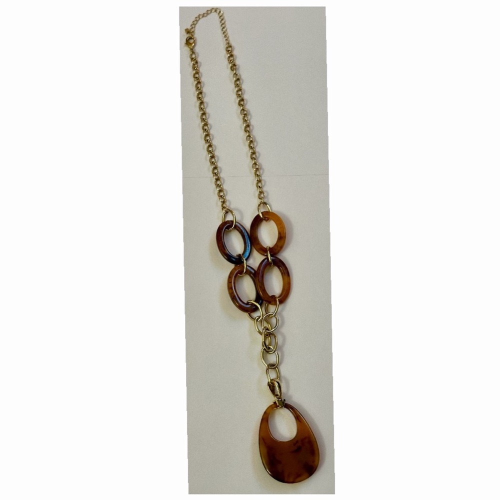 Vintage Inspired Chunky Gold & Amber Statement Necklace | Tortoise Shell Style